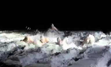 Un nou sport se naşte în ţara lui Moş Crăciun: înotul în zăpadă