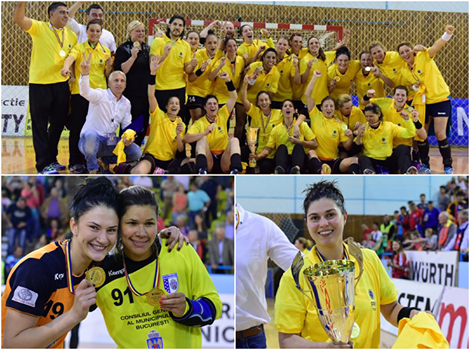 CSM București, campioană la handbal feminin, HCM Minaur Baia Mare ia titlul la masculin
